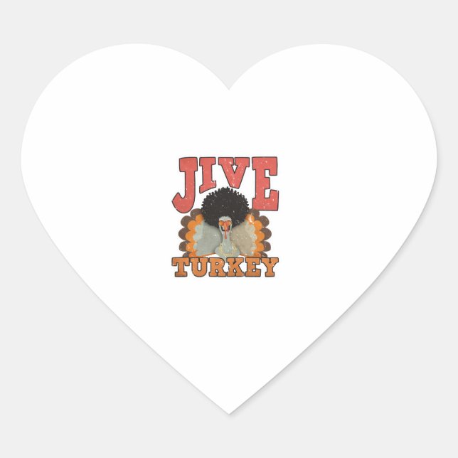 Thanksgiving & Fall Apparel, Jive Turkey - Retro 1 Heart Sticker (Front)