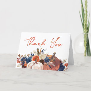 Thanksgiving Fall autumn floral Pumpkins Thank You Card