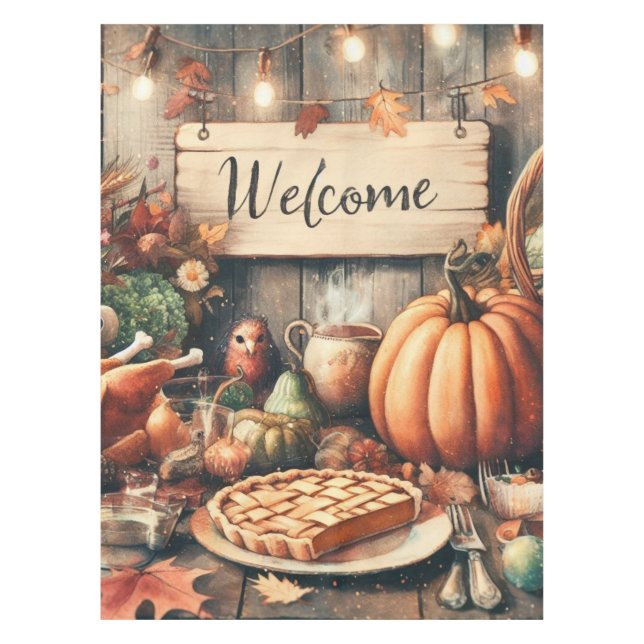 Thanksgiving/Fall/Autumn/Vintage  Tablecloth (Front)