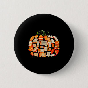 Thanksgiving Fall Books Pumpkins Vintage Library T 6 Cm Round Badge
