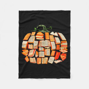 Thanksgiving Fall Books Pumpkins Vintage Library T Fleece Blanket