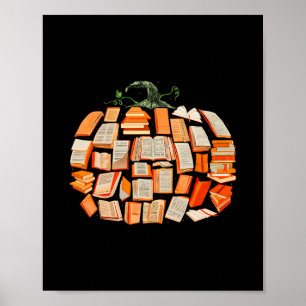 Thanksgiving Fall Books Pumpkins Vintage Library T Poster