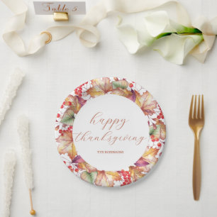 Thanksgiving Fall Colours Floral Paper Plate