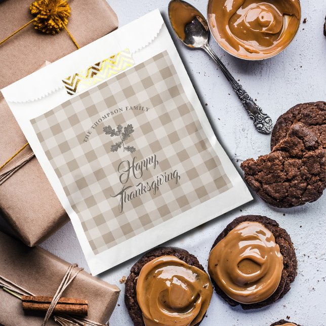 Thanksgiving Fall Foliage Leaves Brown Plaid Favour Bags (Thanksgiving Fall Foliage Leaves Brown Plaid Favor Bag)