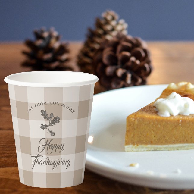 Thanksgiving Fall Foliage Leaves Brown Plaid Paper Cups (Thanksgiving Fall Foliage Leaves Brown Plaid Paper Cups)