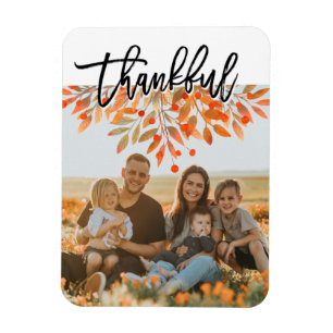 Thanksgiving Fall Foliage Leaves Script Photo  Magnet