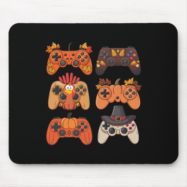 Thanksgiving Fall Gaming Controllers Turkey Funny  Mouse Mat (Front)