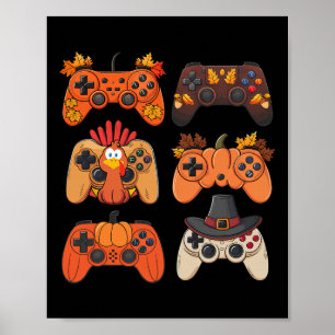 Thanksgiving Fall Gaming Controllers Turkey Funny  Poster
