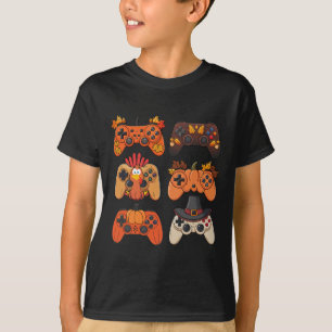 Thanksgiving Fall Gaming Controllers Turkey Funny T-Shirt