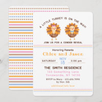 Thanksgiving Fall Gender Reveal Turkey Invitation