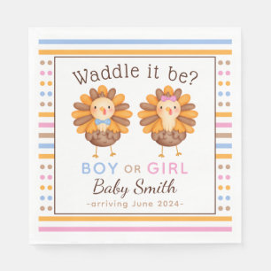 Thanksgiving Fall Gender Reveal Turkey Napkin