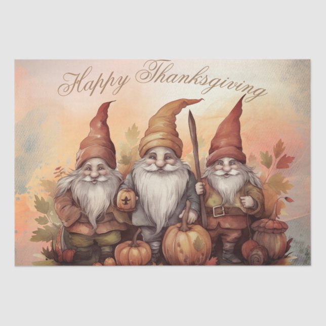 Thanksgiving Fall Gnomes Tissue Paper (Front)