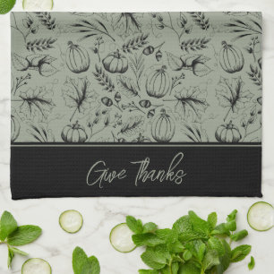 Thanksgiving Fall Harvest Give Thanks Tea Towel
