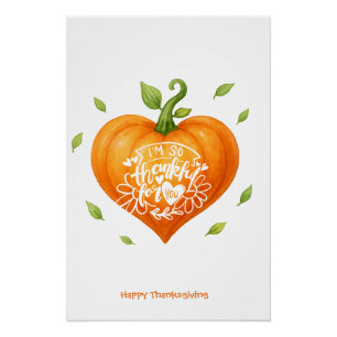 Thanksgiving Fall Heart Pumpkins Poster