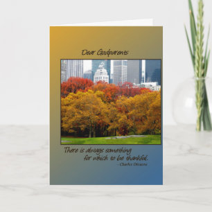 Thanksgiving Fall in Central Park for Godparents Holiday Card