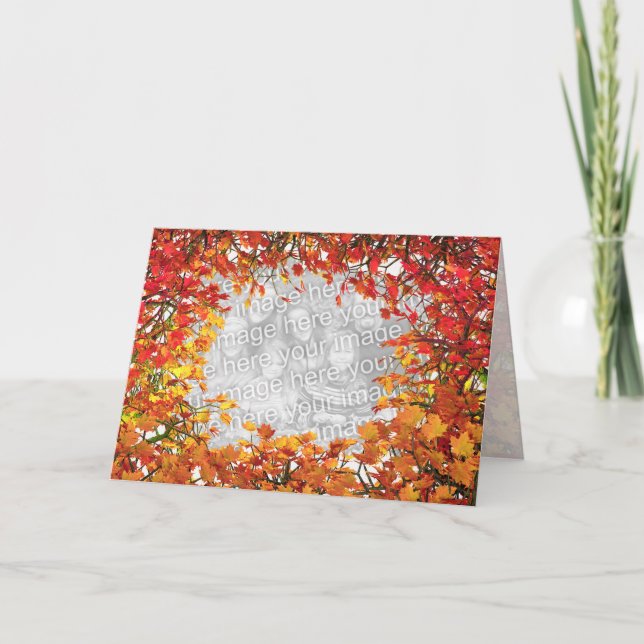 Thanksgiving Fall Leaf Circle (photo frame) Holiday Card (Front)