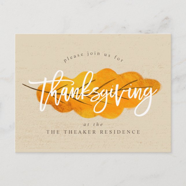 THANKSGIVING FALL LEAF HOLIDAY POSTCARD (Front)