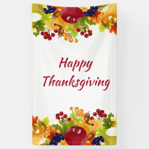 Thanksgiving Fall Leaves Apples Berries Editable Banner