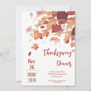 Thanksgiving Fall Leaves Love Dinner Invitation