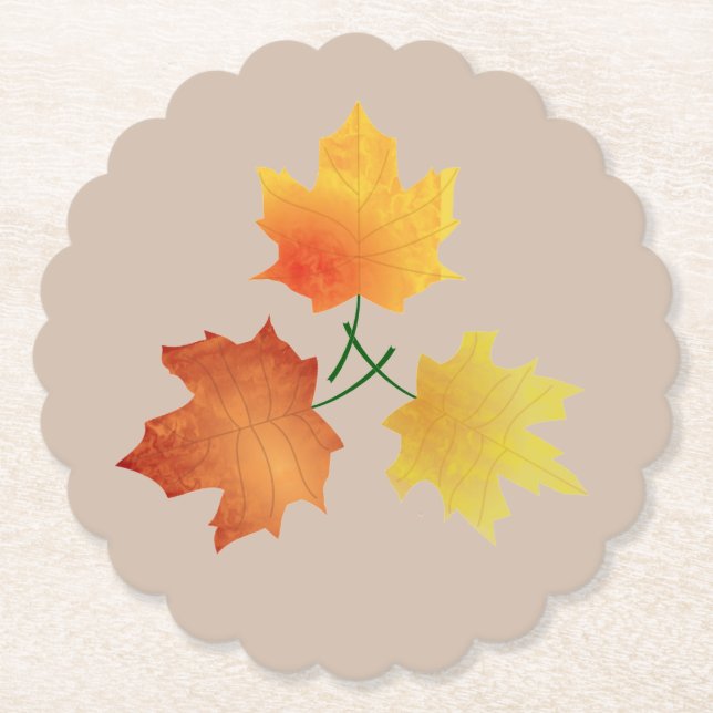 Thanksgiving Fall Leaves Paper Coaster (Front)