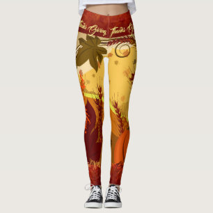 Thanksgiving Fall Leggings Leaves YOUR NAME