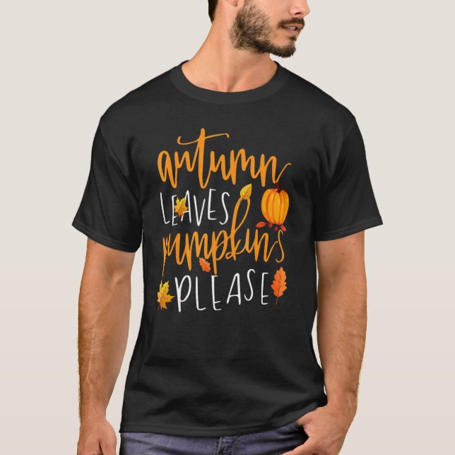 Thanksgiving Fall Mom  Autumn Leaves and Pumpkin P T-Shirt (Front)