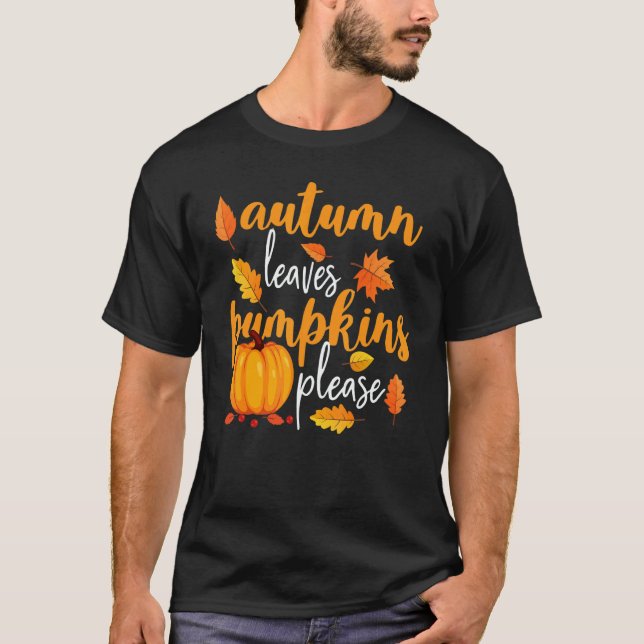 Thanksgiving Fall Mom  Autumn Leaves and Pumpkin P T-Shirt (Front)