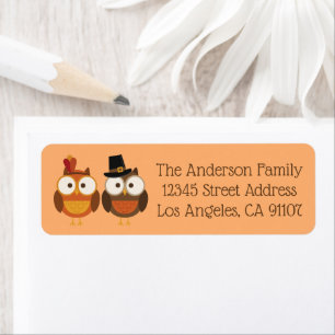 Thanksgiving Fall Owls Return Address Labels