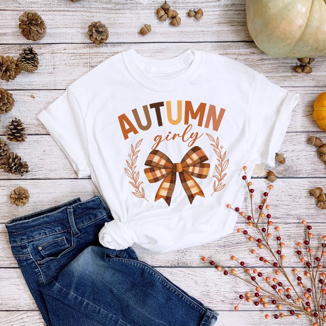 Thanksgiving Fall Plaid Bow Autumn Girly Tri-Blend Shirt (Creator Uploaded)