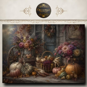 Thanksgiving Fall Porch Give Thanks Decoupage Tissue Paper