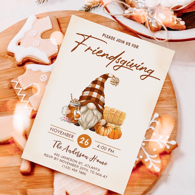 Thanksgiving Fall Pumpkin Gnomes Friendsgiving Invitation (Creator Uploaded)