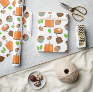 Thanksgiving Fall Pumpkins Food Wrapping Paper