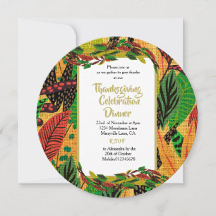 Thanksgiving Fall Rustic Autumn Dinner Invitation