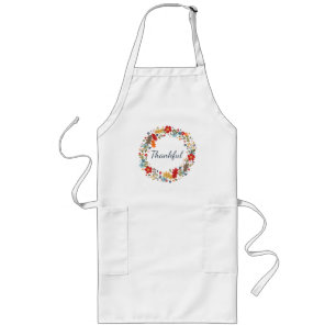 Thanksgiving Fall Thankful Wreath Red Kitchen Long Apron