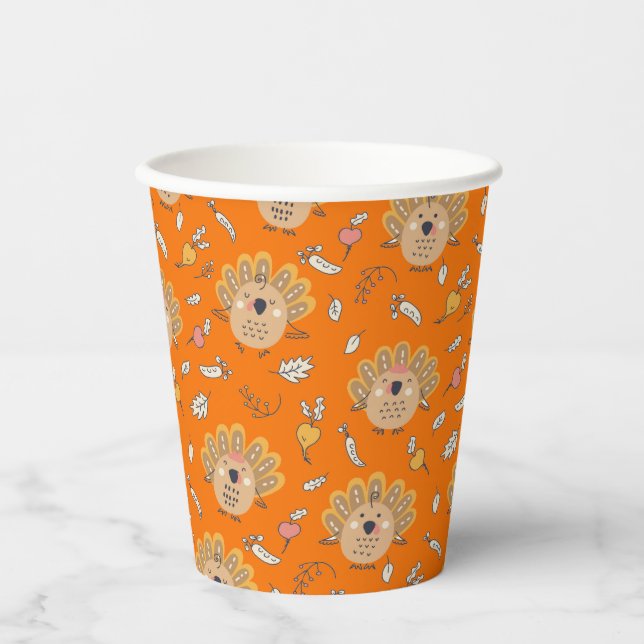 Thanksgiving Fall Turkey  Paper Cups (Front)