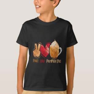 Thanksgiving Fall Women Peace Love Pumpkin Spice T-Shirt