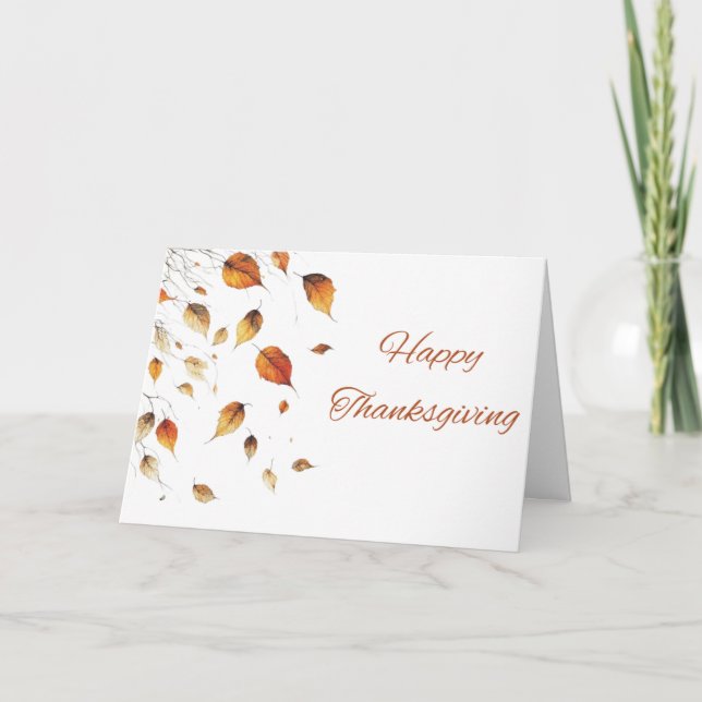 Thanksgiving Falling Leaves Card (Front)