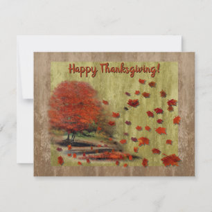 Thanksgiving Falling Leaves Landscape