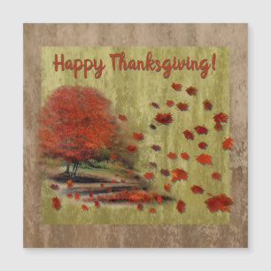 Thanksgiving Falling Leaves Magnet Card