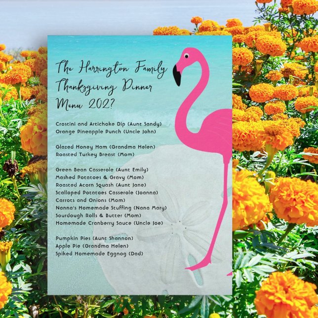 Thanksgiving Family Dinner Flamingo Menu Template (Creator Uploaded)
