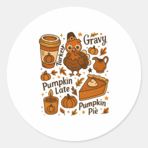 Thanksgiving Family Dinner Funny Turkey Gravy Pump Classic Round Sticker