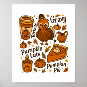 Thanksgiving Family Dinner Funny Turkey Gravy Pump Poster