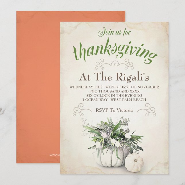 Thanksgiving Family Dinner Invitation (Front/Back)