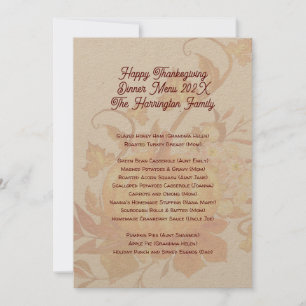 Thanksgiving Family Dinner Menu Template