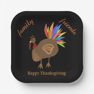 Thanksgiving Family Friends Male Turkey Paper Plate