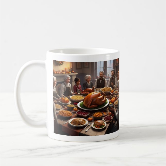 (Thanksgiving & Family II) Classic Mug, 11 oz Coffee Mug (Left)