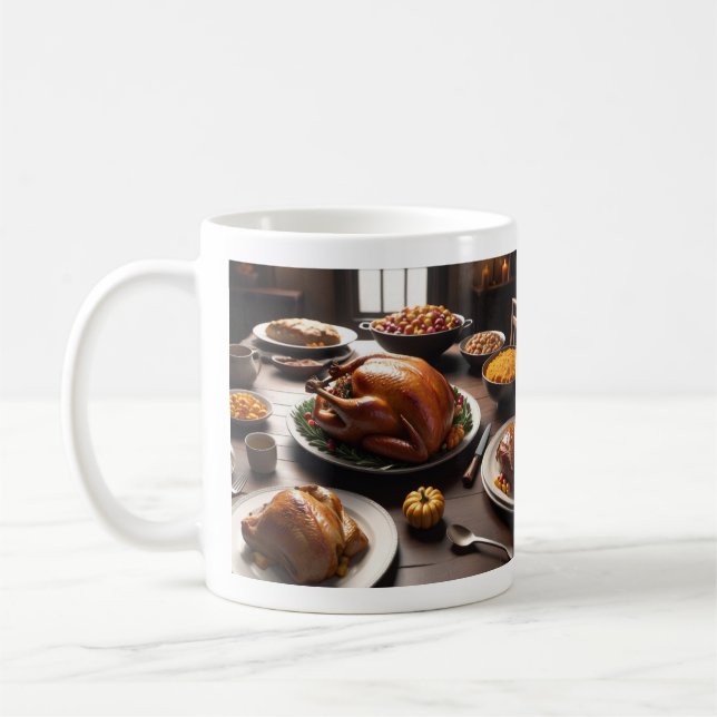 (Thanksgiving & Family III) Classic Mug, 11 oz Coffee Mug (Left)