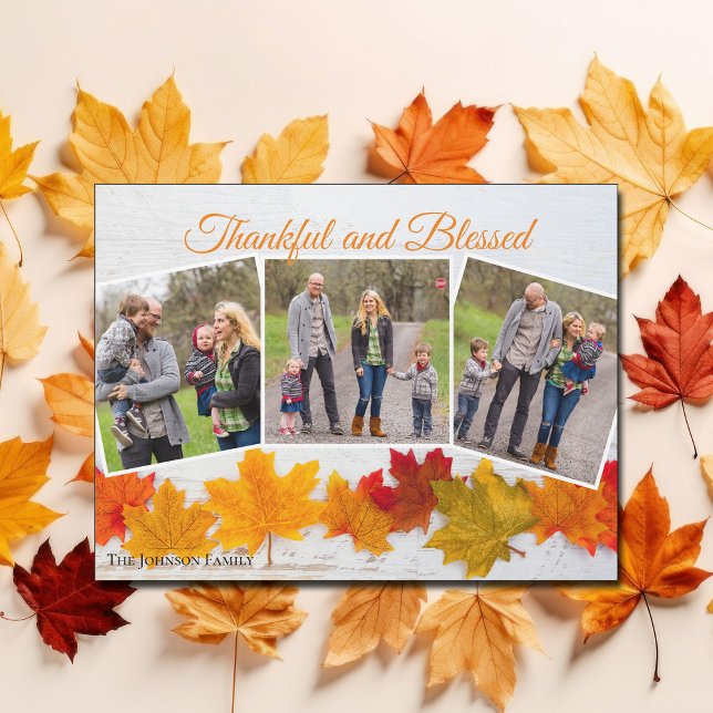 Thanksgiving Family Photo Thankful Blessed Magnet (Creator Uploaded)