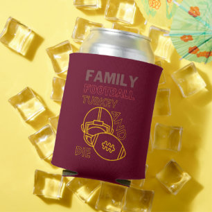 Thanksgiving Family Turkey Pie Football Can Cooler