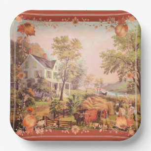 Thanksgiving Farmers Home Harvest Paper Plate
